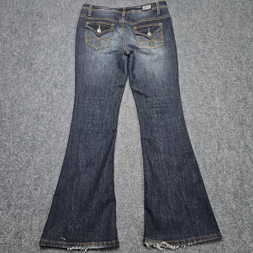 Earl Jean Blue Flare Jeans Womens‎ 7 Dark Wash Stretch Denim Bootcut Y2K Style